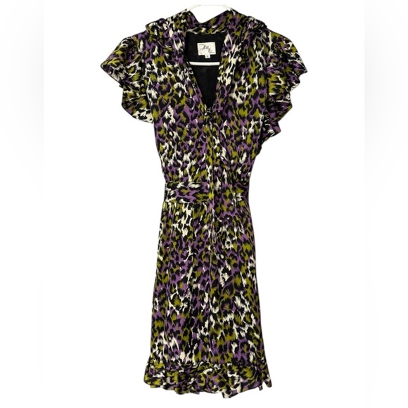 Milly Dresses & Skirts - Milly of New York Silk Abstract Animal Print Ruffle Flutter Sleeve Dress 8